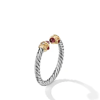 Renaissance Ring in Sterling Silver with 14K Yellow Gold, Rhodolite Garnet and Diamonds, 2.3mm