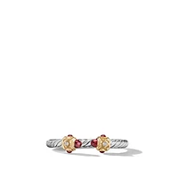 Renaissance Ring in Sterling Silver with 14K Yellow Gold, Rhodolite Garnet and Diamonds, 2.3mm