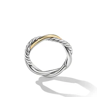 Petite Infinity Band Ring in Sterling Silver with 14K Yellow Gold