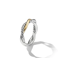 Petite Infinity Band Ring in Sterling Silver with 14K Yellow Gold