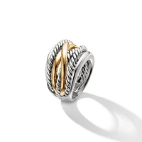 Petite Modern Cable Ring in Sterling Silver with 14K Yellow Gold and Black Onyx