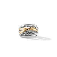 Petite Cable Ring in Sterling Silver with 14K Yellow Gold, 3.4mm