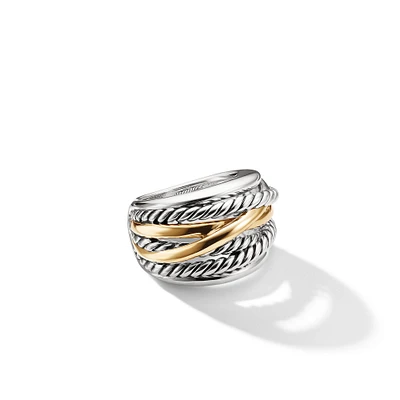 Petite Cable Ring in Sterling Silver with 14K Yellow Gold, 3.4mm