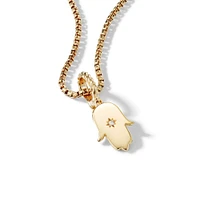 Hamsa Amulet in 18K Yellow Gold with Center Diamond, 26mm