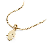 Hamsa Amulet in 18K Yellow Gold with Center Diamond, 26mm