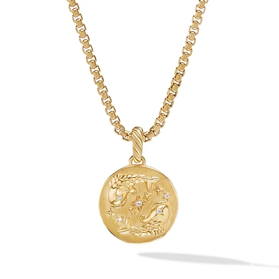 Pisces Amulet in 18K Yellow Gold with Diamonds, 28.7mm