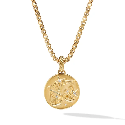 Libra Amulet in 18K Yellow Gold with Diamonds, 28.7mm