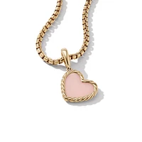 DY Elements Heart Amulet in 18K Yellow Gold with Pink Opal