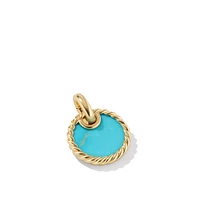 DY Elements Disc Pendant in 18K Yellow Gold with Turquoise, 15.5mm