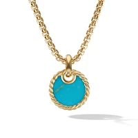 DY Elements Disc Pendant in 18K Yellow Gold with Turquoise, 15.5mm
