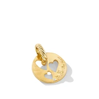 DY Elements Open Hearts Pendant in 18K Yellow Gold with Diamond, 16mm