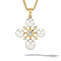 Renaissance Pearl Pendant in 18K Yellow Gold with Pearls and Diamonds, 44.5mm