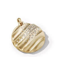 Cable Edge Pendant in 18K Yellow Gold with Diamonds, 37mm