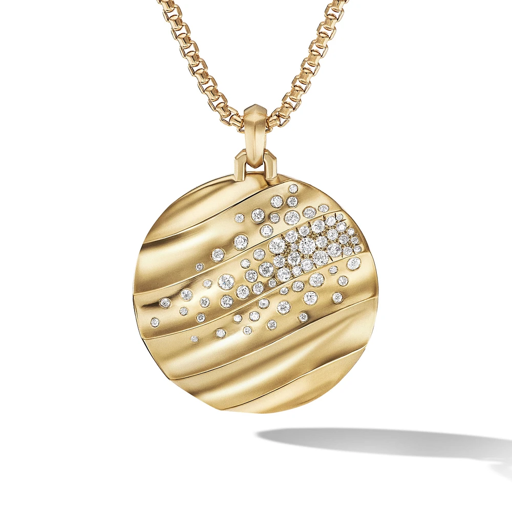 Cable Edge Pendant in 18K Yellow Gold with Diamonds, 37mm