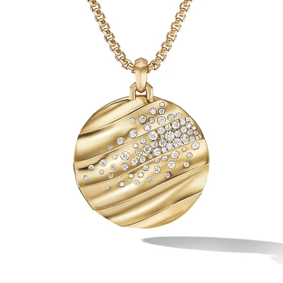 Cable Edge Pendant in 18K Yellow Gold with Diamonds, 37mm