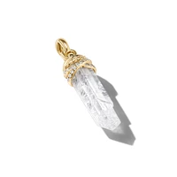 Wrapped Crystal Amulet in Rainbow Moonstone Crystal with 18K Yellow Gold and Diamonds, 46mm