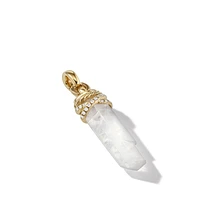 Wrapped Crystal Amulet in Rainbow Moonstone Crystal with 18K Yellow Gold and Diamonds, 46mm