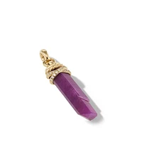 Wrapped Crystal Amulet in Ruby Crystal with 18K Yellow Gold and Diamonds, 46mm
