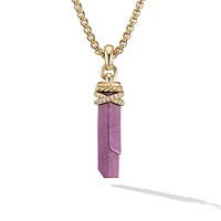 Wrapped Crystal Amulet in Ruby Crystal with 18K Yellow Gold and Diamonds, 46mm