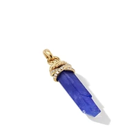Wrapped Crystal Amulet in Tanzanite Crystal with 18K Yellow Gold and Diamonds, 46mm
