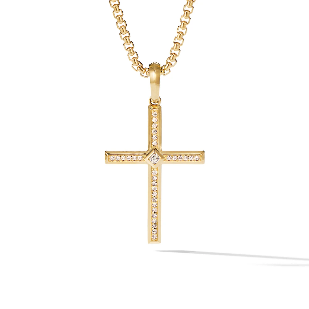 Pavé Initial Pendant in 18K Yellow Gold with Diamond C