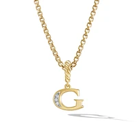 Pavé Initial Pendant in 18K Yellow Gold with Diamond