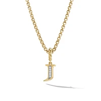 Pavé Initial Pendant in 18K Yellow Gold with Diamond J