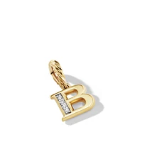 Pavé Initial Pendant in 18K Yellow Gold with Diamond B