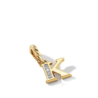 Pavé Initial Pendant in 18K Yellow Gold with Diamond K