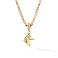 Pavé Initial Pendant in 18K Yellow Gold with Diamond K