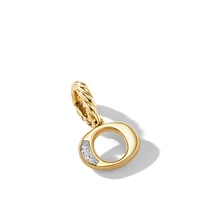 Pavé Initial Pendant in 18K Yellow Gold with Diamond O