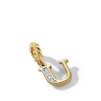 Pavé Initial Pendant in 18K Yellow Gold with Diamond U