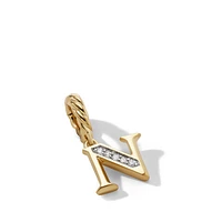 Pavé Initial Pendant in 18K Yellow Gold with Diamond N