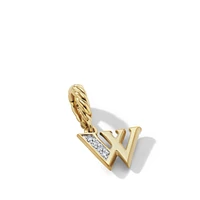 Pavé Initial Pendant in 18K Yellow Gold with Diamond W