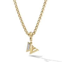 Pavé Initial Pendant in 18K Yellow Gold with Diamond W