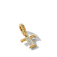 Pavé Initial Pendant in 18K Yellow Gold with Diamond T