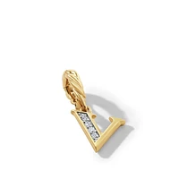 Pavé Initial Pendant in 18K Yellow Gold with Diamond V