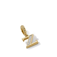 Pavé Initial Pendant in 18K Yellow Gold with Diamond Z