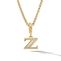 Pavé Initial Pendant in 18K Yellow Gold with Diamond Z