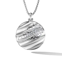 Cable Edge Pendant in Sterling Silver with Diamonds, 37mm