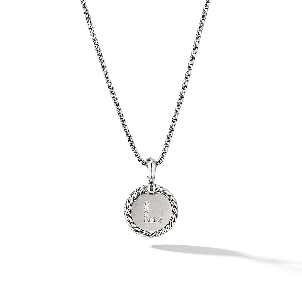 Initial Charm in Sterling Silver with Diamond