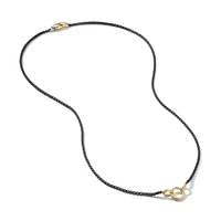 Smooth Amulet Box Chain Necklace in Stainless Steel with 18K Yellow Gold