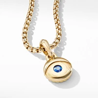 Evil Eye Amulet in 18K Yellow Gold with Blue Sapphire, 14.5mm