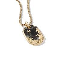 Waves Pendant in 18K Yellow Gold with Forged Carbon