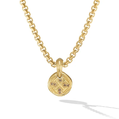 Shipwreck Coin Amulet in 18K Yellow Gold with Cognac Diamonds, 17mm