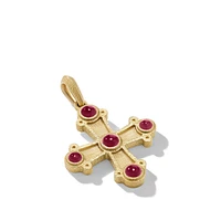 Shipwreck Cross Amulet in 18K Yellow Gold with Rubies, 44mm