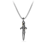 Waves Dagger Amulet in Sterling Silver with 18K Yellow Gold, 43.8mm