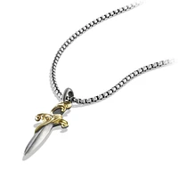 Waves Dagger Amulet in Sterling Silver with 18K Yellow Gold, 43.8mm