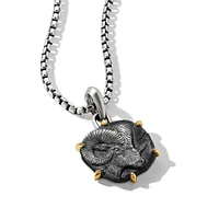 Aries Amulet in Sterling Silver with 18K Yellow Gold, 33mm