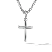 Cable Cross Amulet in Sterling Silver with 18K Yellow Gold, 24mm